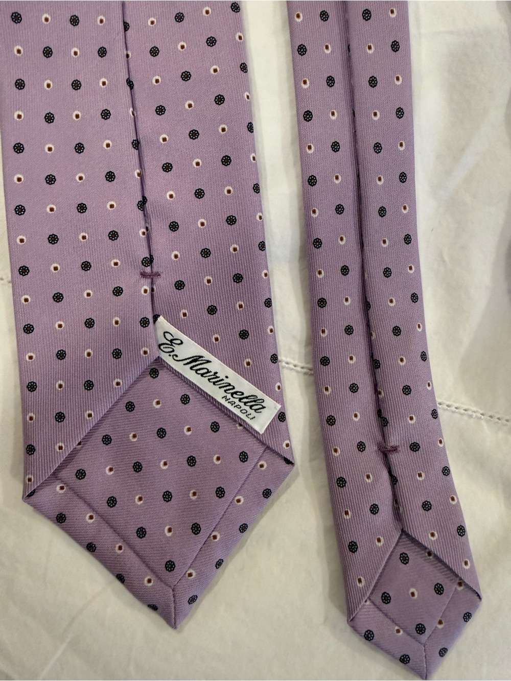 E. Marinella Lavender Polka Dot Silk Tie